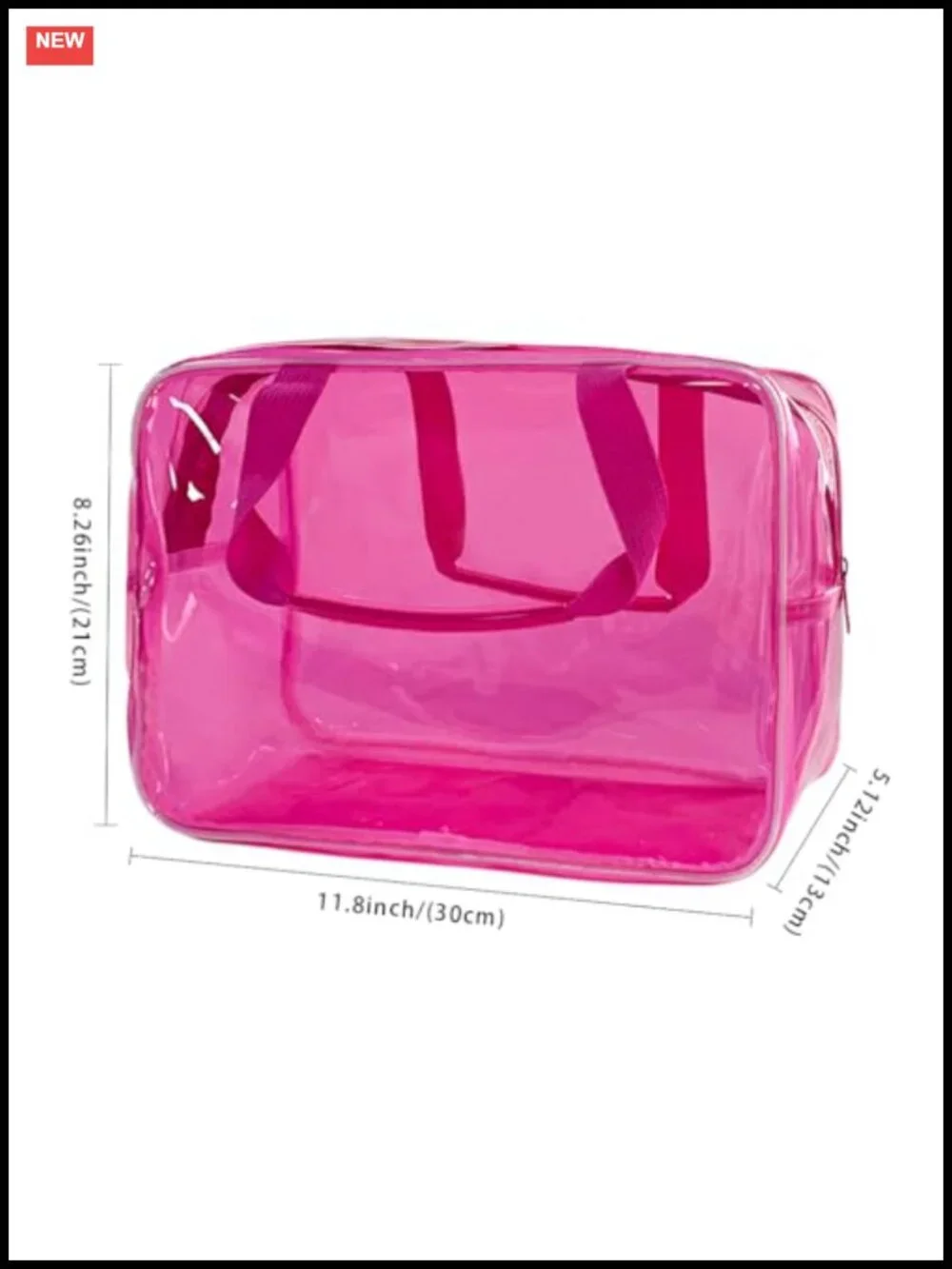 Clear PVC Zipper Cosmetic Pouch Travel Makeup Bag with Handle Toiletry Organizer